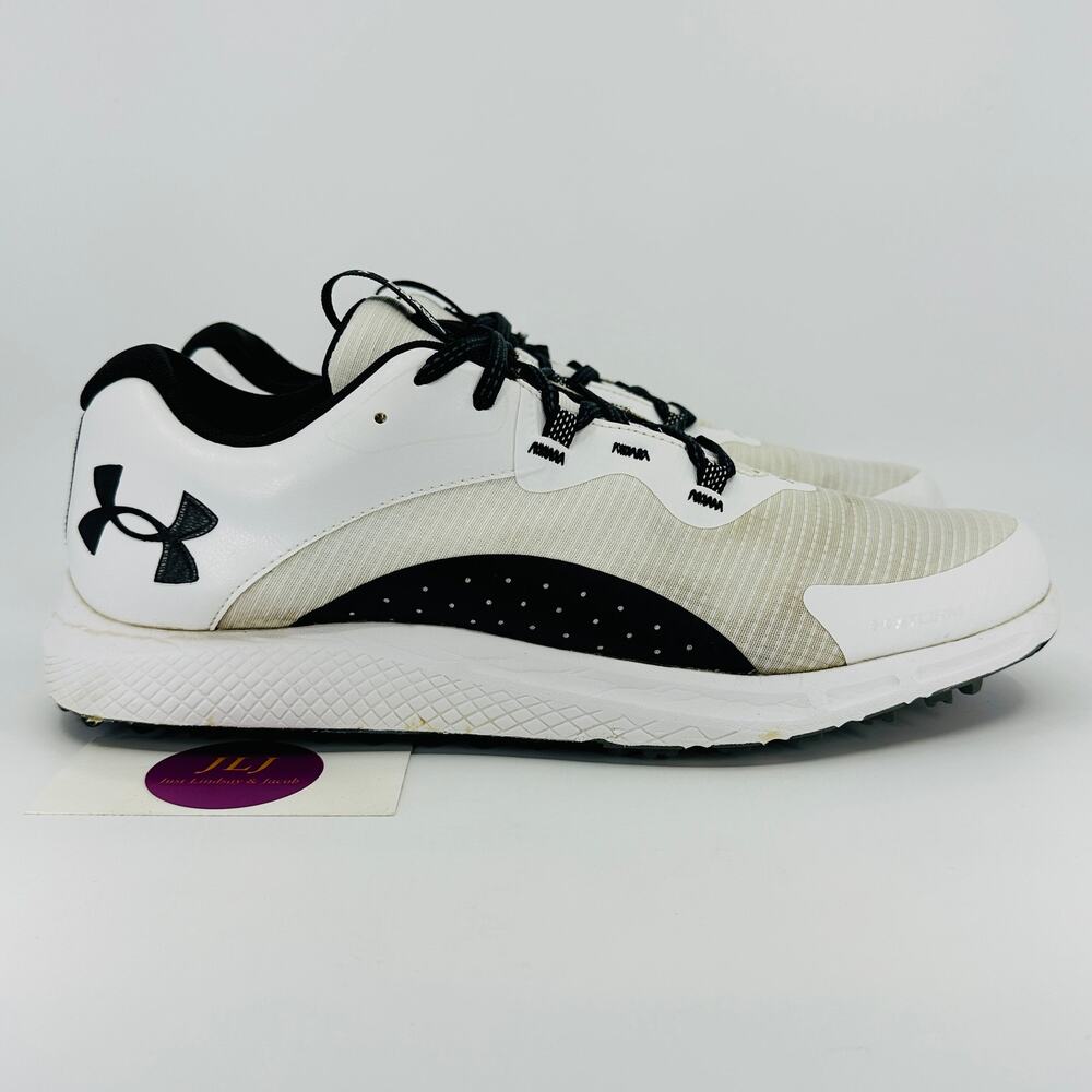 Under Armour Men's UA Charged Draw 2 Spikeless Golf Shoes White/Black Size 9.5